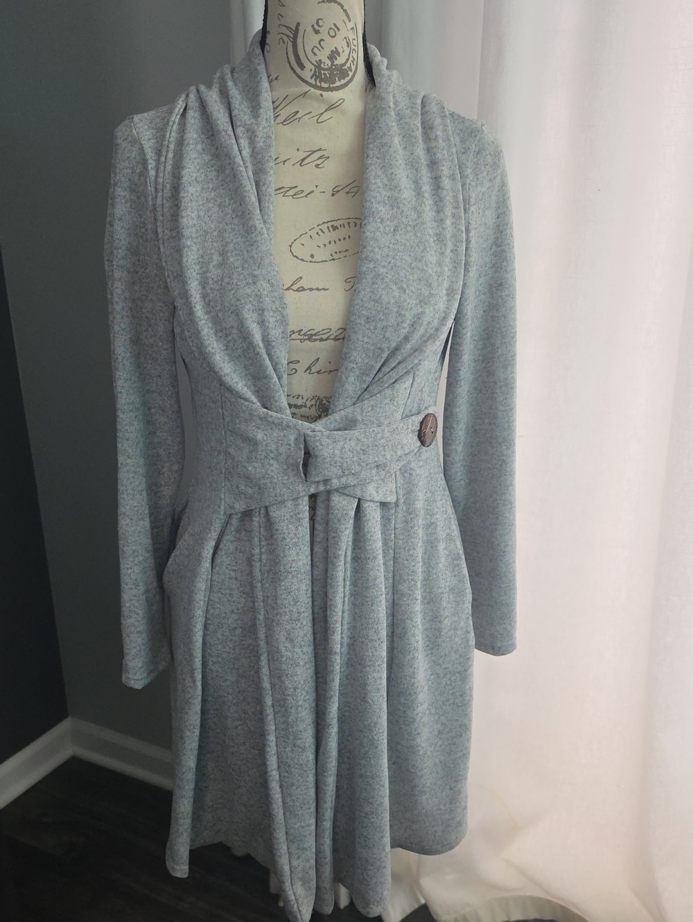 Gray Tie-Waist Cardigan